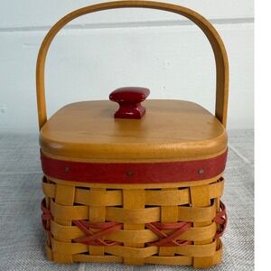 Longaberger Small Square Basket w Lid Cottagecore Tree Trimming 2000
